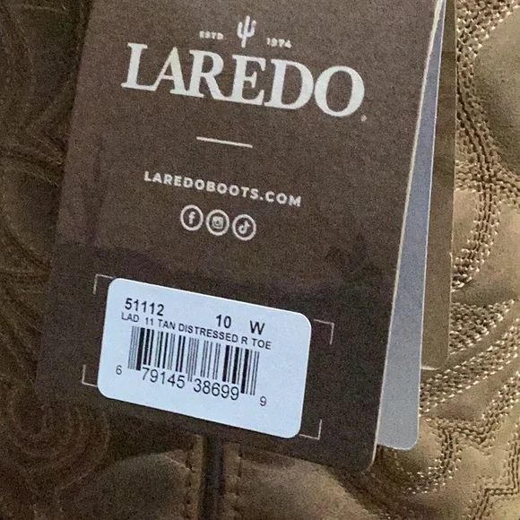 Laredo Maddie Tan Distressed Round Toe Boots - Size 10W